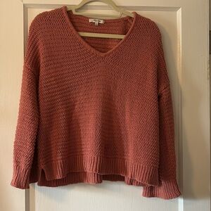 Madewell Coral V-Neck Sweater